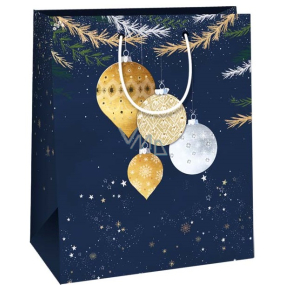 Ditipo Gift paper bag 26,4 x 13,6 x 32,7 cm Christmas blue with flasks