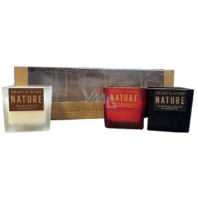 Heart & Home Nature New spices and vanilla 135 g + Red apple with star anise 135 g + Cedar wood and cinnamon 135 g, gift set of soy mini candles