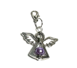 Guardian angel pendant with purple bead 29 x 37 mm 1 piece