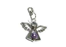 Guardian angel pendant with purple bead 29 x 37 mm 1 piece