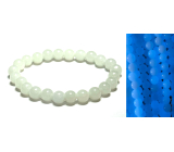 Jade Luminois Light Phosphorescent, blue glow in the dark, bracelet elastic natural stone, bead 8 mm / 16 - 17 cm