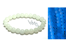 Jade Luminois Light Phosphorescent, blue glow in the dark, bracelet elastic natural stone, bead 8 mm / 16 - 17 cm