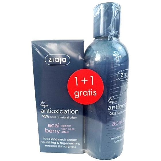 Ziaja Acai Berry nourishing regenerating cream for face and neck 50 ml + Acai Berry micellar facial gel peeling 200 ml, duopack