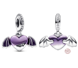 Charm Sterling silver 925 Vampire heart with wings, Vampire, Halloween bracelet pendant