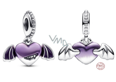 Charm Sterling silver 925 Vampire heart with wings, Vampire, Halloween bracelet pendant