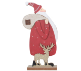Santa wooden with bag 12,5 x 23,5 cm