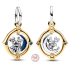 Charm Sterling silver 925 Disney Mickey Mouse & Minnie Mouse, rotating moon, pendant bracelet