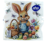 Aha Paper Napkins 3 layers 33 x 33 cm 20 pieces Easter Bunny with basket