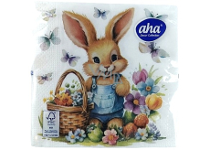 Aha Paper Napkins 3 layers 33 x 33 cm 20 pieces Easter Bunny with basket