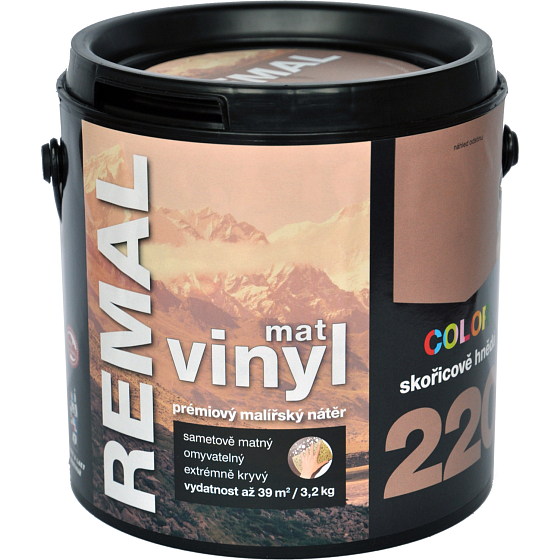 REMAL Vinyl Color Mat Washable Wall Paint, 220 Cinnamon Brown, 3.2 kg