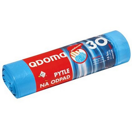QDoma Trash bags blue retractable 30 liters, 50 x 60 cm, 15 pieces