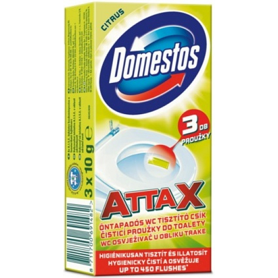 Domestos Attax Lemon toilet cleaning strips 3 x 10 g
