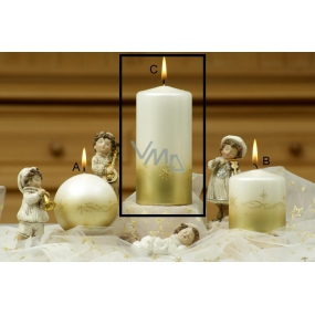 Lima Glitter stars candle gold cylinder 70 x 150 mm 1 piece