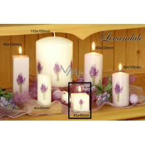 Lima Flower Lavender scented candle white with decal lavender cube 45 x 45 mm 1 piece