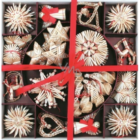 Straw decoration in a wooden box with a circle of 56 pieces