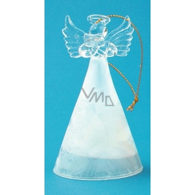 Glass angel with colored skirt white 10 cm