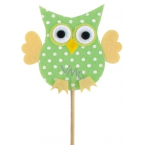 Felt owl with dots green recess 7 cm + skewers