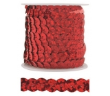 Decorative sequins red 5 mm bound, 3 m