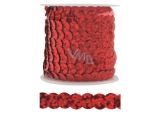 Decorative sequins red 5 mm bound, 3 m