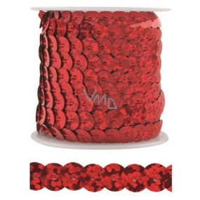 Decorative sequins red 5 mm bound, 3 m