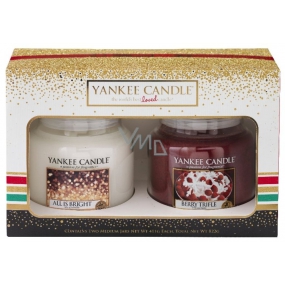 Yankee Candle All Is Bright + Berry Trifle - Fruit Dessert with Vanilla Cream Scented Candle Classic Medium Glass 2 x 411 g, Christmas Gift Set