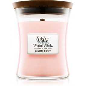 WoodWick Coastal Sunset - Coastal Sunset scented candle with a wooden wick and lid glass small 85 g