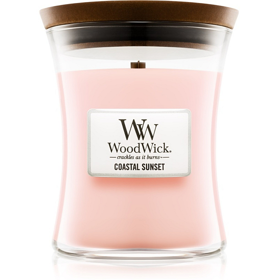 WoodWick Coastal Sunset - Coastal Sunset scented candle with a wooden wick and lid glass small 85 g