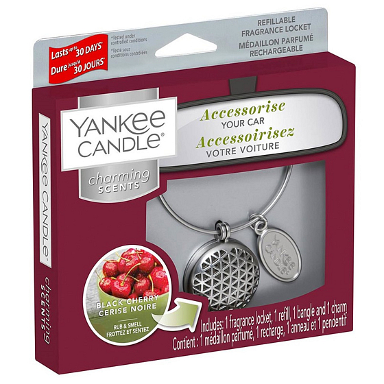 Yankee Candle Black Cherry - Ripe cherries car scent metal silver tag Charming Scents set Geometric 13 x 15 cm, 90 g