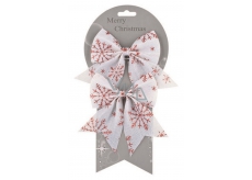 White bows with red flakes 13 cm, 2 pieces
