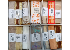 Ditipo Fabric ribbon Flora orange translucent with flowers 2 m x 40 mm