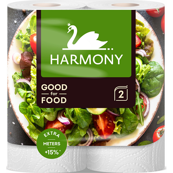 Harmony Good For Food 2-ply kitchen towels, 2 rolls