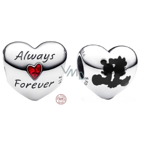 Charm Sterling silver 925 Disney Mickey Mouse and Minnie Mouse - Heart - Forever, bead on bracelet love