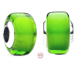 Charm Sterling silver 925 Green Murano glass bead on bracelet symbol