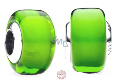 Charm Sterling silver 925 Green Murano glass bead on bracelet symbol