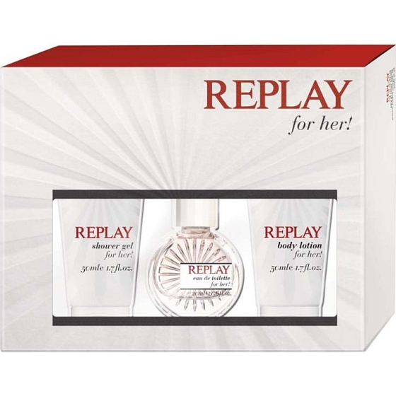 Replay for Her eau de toilette 20 ml + shower gel 50 ml + body lotion 50 ml, gift set