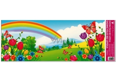 Room Decor Window film without glue landscape with rainbow and tulip 60 x 22.5 cm 1 piece