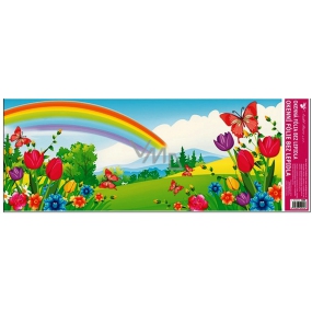 Window foil without glue landscape with rainbow and tulip 60 x 22.5 cm 1 piece