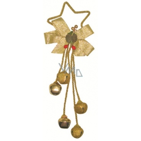 Five bells with decor on a star metal gold for hanging 32 cm