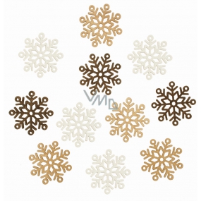 Wooden snowflakes 4 cm 12 pieces