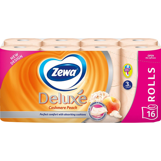 Zewa Deluxe Aqua Tube Cashmere Peach Perfumed Toilet Paper 3 ply 150 pieces 16 pieces, roll that can be washed away