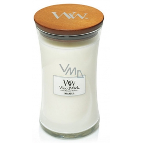 WoodWick Magnolia - Magnolia scented candle with wooden wick and glass lid large 609.5 g