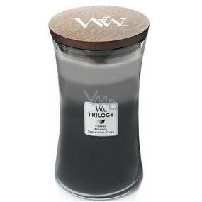WoodWick Trilogy Warm Woods - Warm wood scented candle with wooden wick and lid glass large 609.5 g