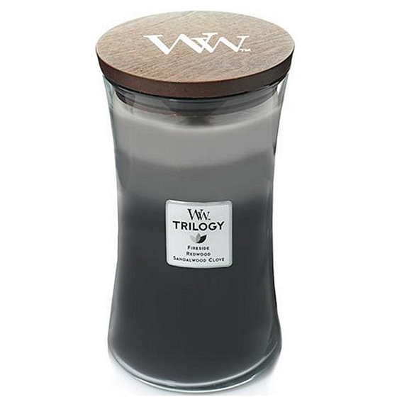 WoodWick Trilogy Warm Woods - Scented candle with wooden wick and lid glass large 609.5 g