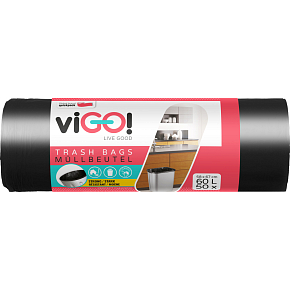 viGO trash bags black, 6 µ, 58 × 67 cm, 60 l, 50 pcs