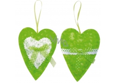 Heart for hanging fabric 14 cm green