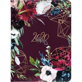 Albi Diary 2020 weekly Bordo flowers 17 x 12.5 x 1.2 cm