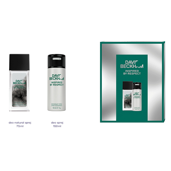 David Beckham Inspired by Respect perfumed deodorant glass 75 ml + deodorant spray 150 ml cosmetic set for men