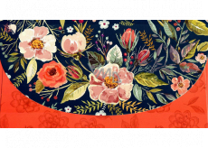 Nekupto Greeting card money envelope Blue-red with flowers 116 x 220 mm