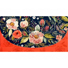 Nekupto Greeting card money envelope Blue-red with flowers 116 x 220 mm