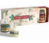 Yankee Candle Magical Christmas Morning Singing Carols - Carol Singing + Holiday Hearth - Holiday Fireplace + Surprise Snowfall - Snow Surprise Scented Candle Classic small glass 3 x 104 g, Christmas gift set